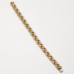 14kt Yellow Gold 7 Inch Link Bracelet, Italian, 8mm Wide, 13.2 Grams, Designer