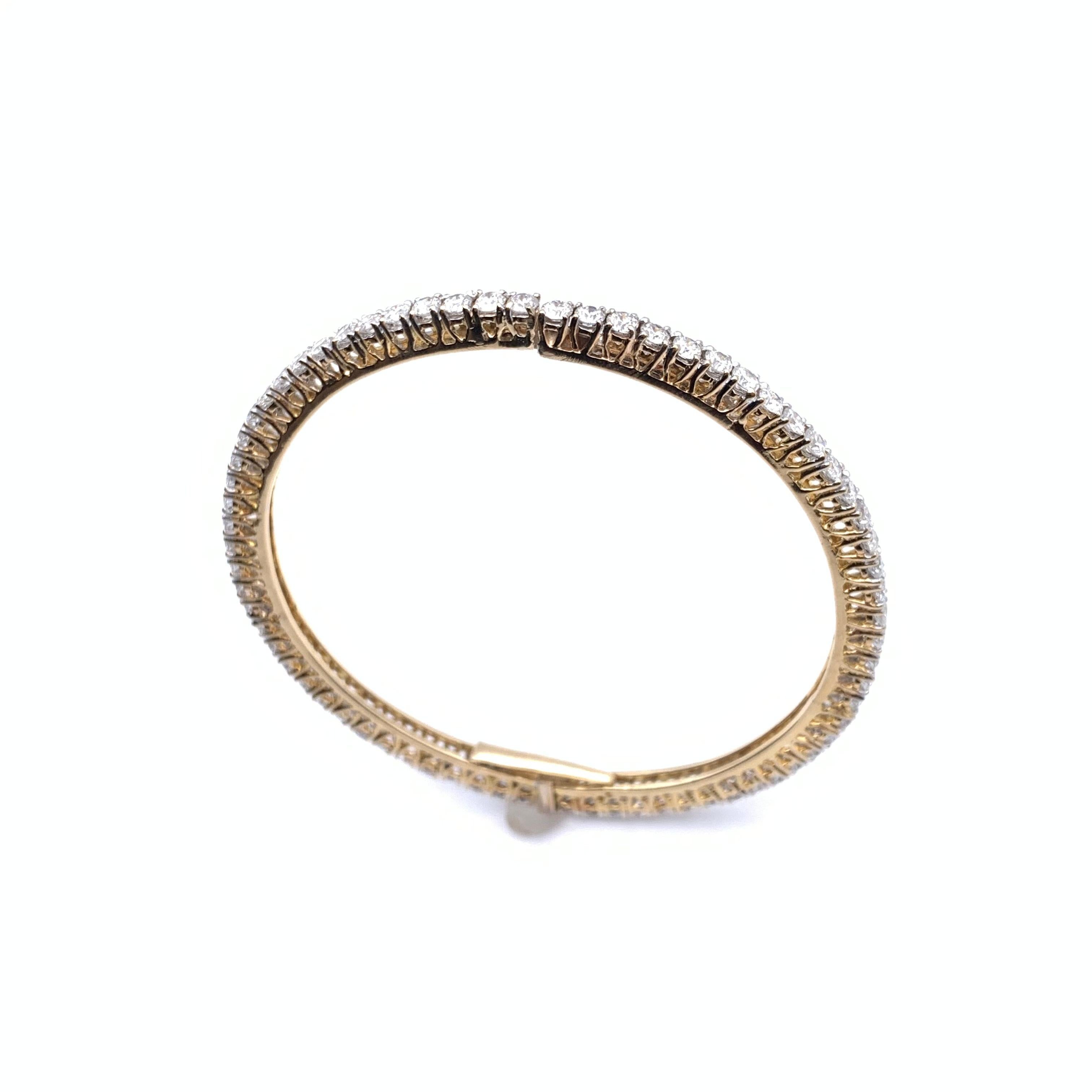 14KT  Bracelet à charnière en or jaune avec diamants de 7,0 CT Bon état - En vente à Lynchburg, VA