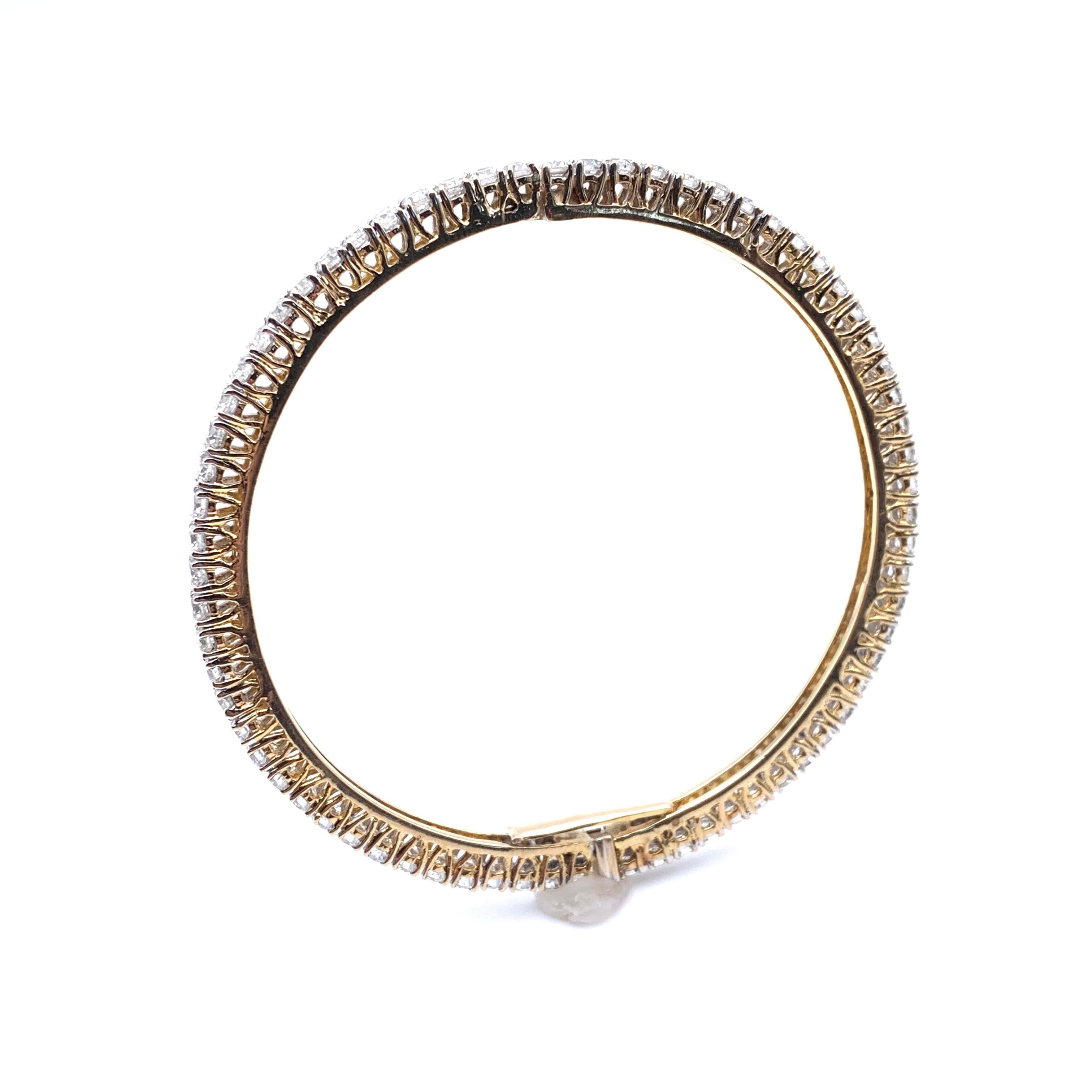 14KT  Bracelet à charnière en or jaune avec diamants de 7,0 CT Pour femmes en vente
