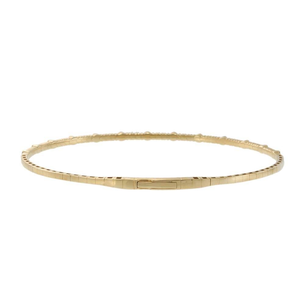 Women's 14KT Yellow Gold Alternating Diamond Flex Bangle For Sale
