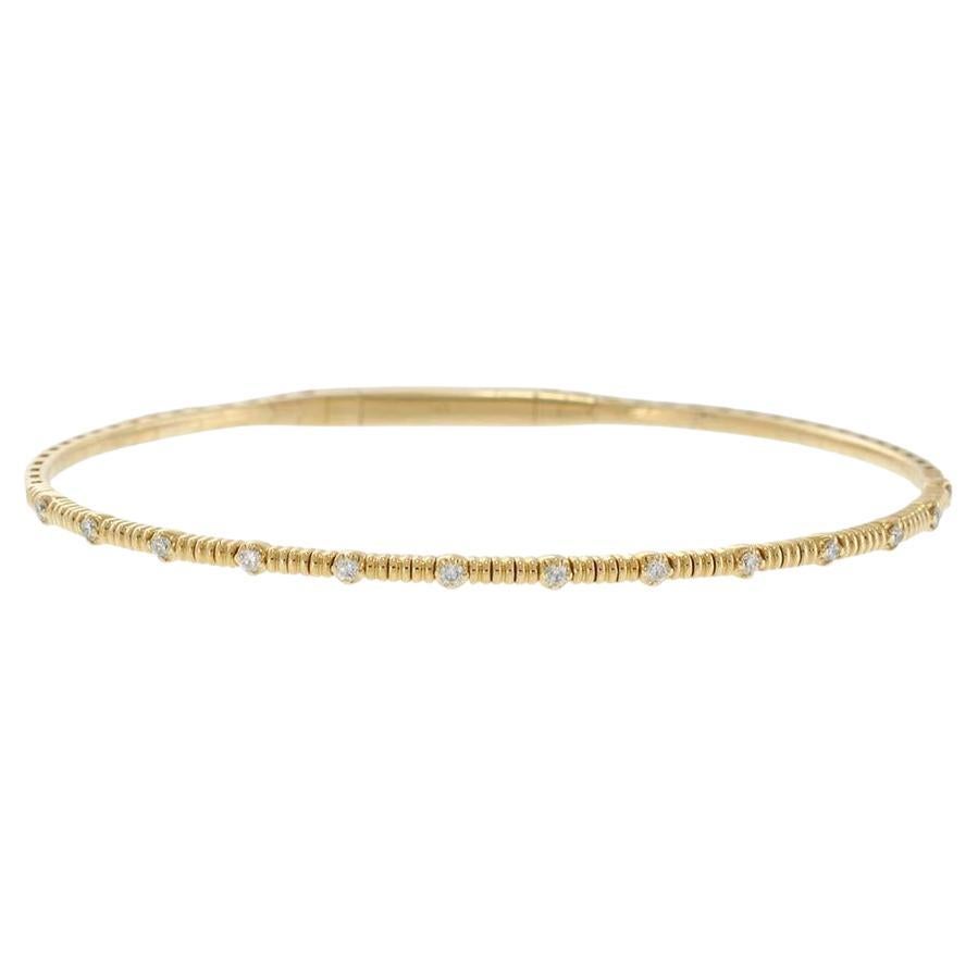 14KT Yellow Gold Alternating Diamond Flex Bangle