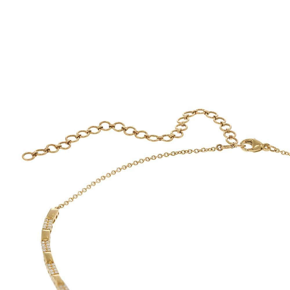Taglio rotondo Collana A Link in oro giallo 14KT con diamanti alternati in vendita