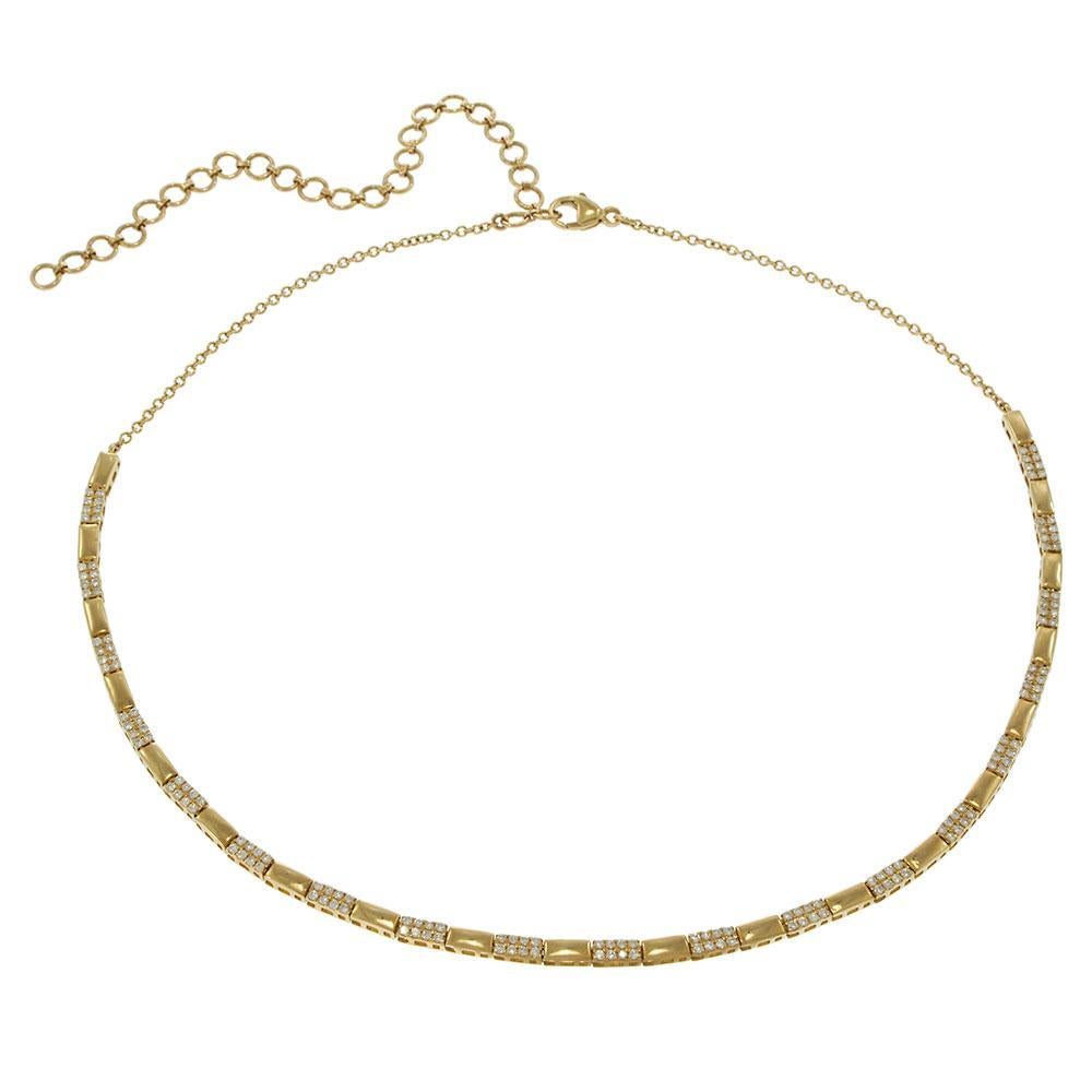 Collana A Link in oro giallo 14KT con diamanti alternati In condizioni Nuovo in vendita a New York, NY