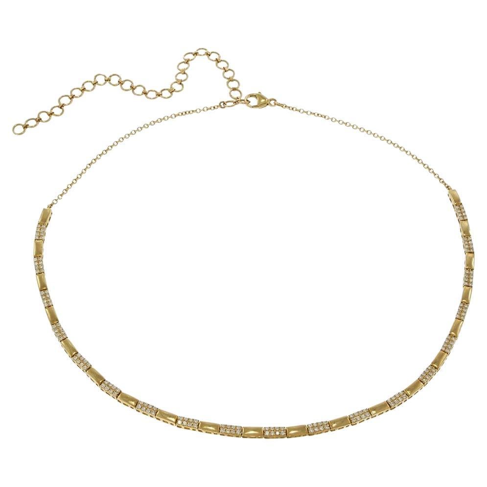 14KT Yellow Gold Alternating Diamond Link Necklace