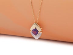 14KT Yellow Gold Amethyst & Diamond Geometric Pendant