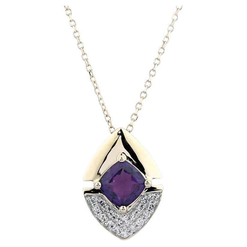 14KT Yellow Gold Amethyst
Diamond Geometric Pendant