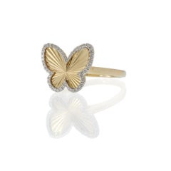 14KT Yellow Gold and Diamond Butterfly Ring