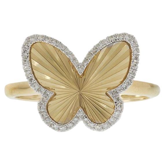 14KT Yellow Gold and Diamond Butterfly Ring