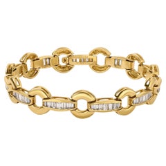 Bracelet à maillons en or jaune 14 carats et diamants