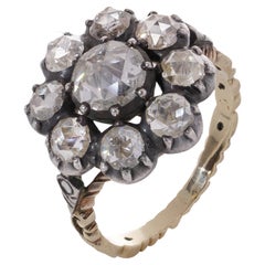  14kt. yellow gold and silver 3.12 carats of rose-cut diamonds ring 