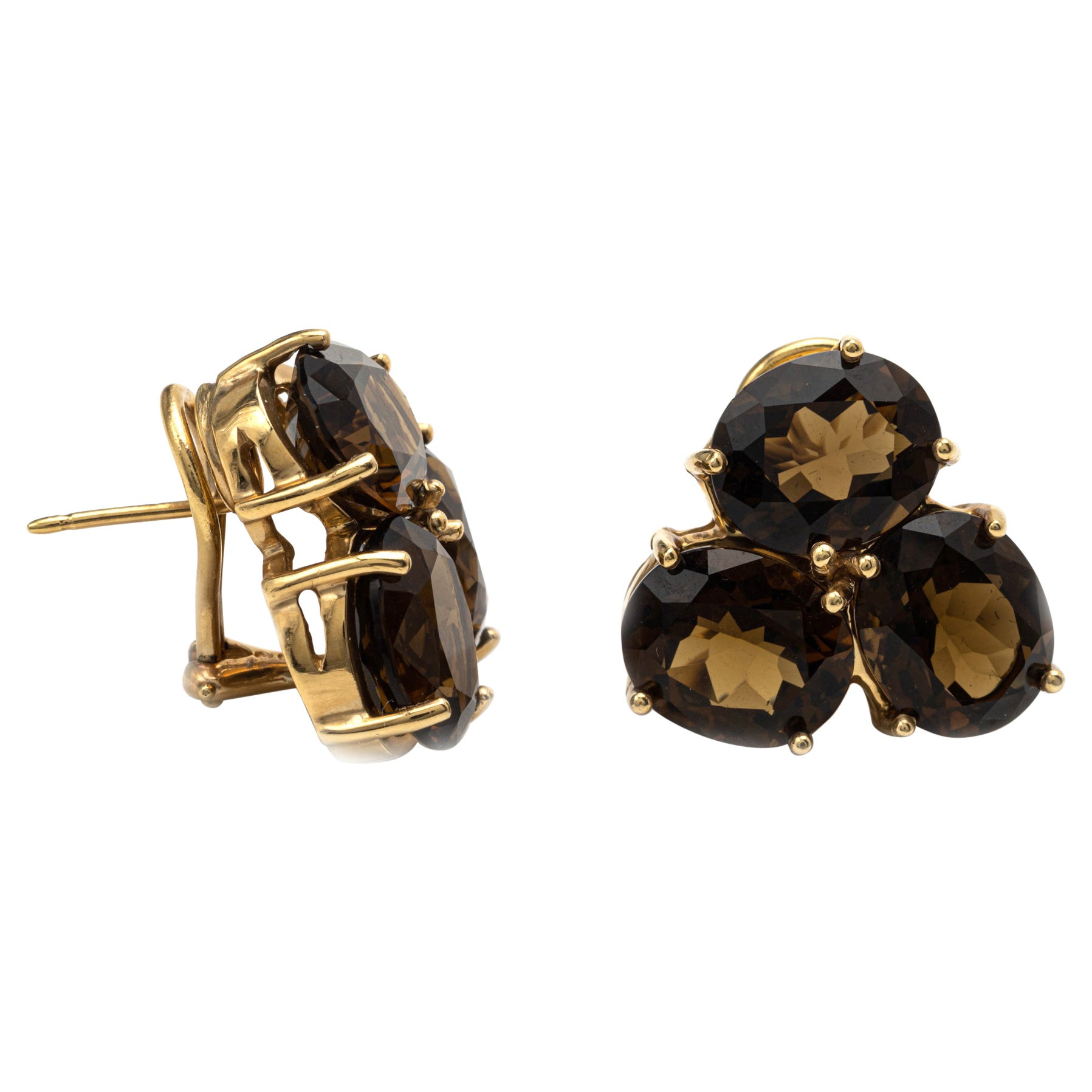 Ohrringe aus 18-karätigem Gelbgold und Topas im Angebot