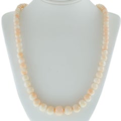 14KT Yellow Gold Angelskin Coral Graduated Bead Strand Necklace