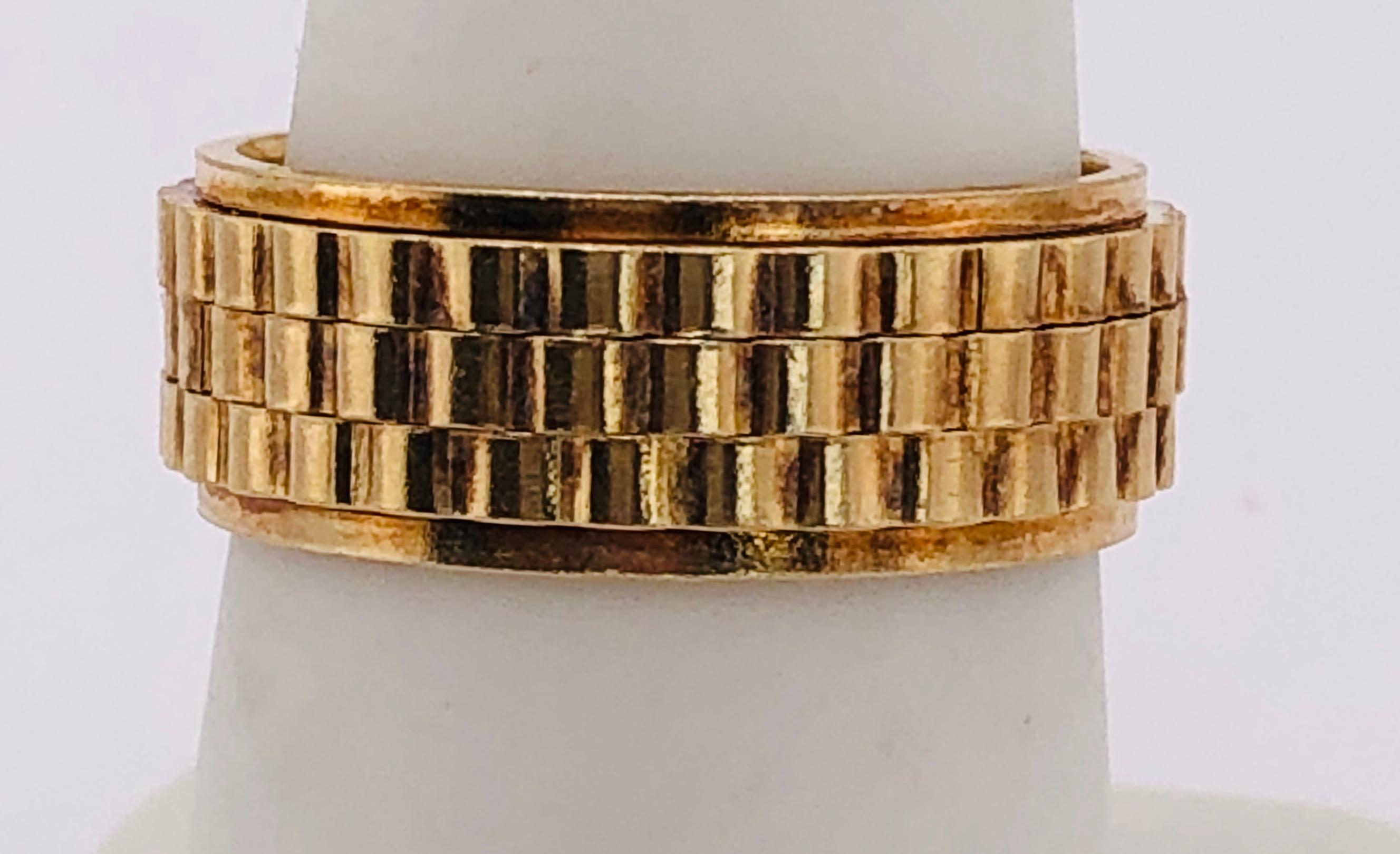 Women's or Men's 14 Karat Yellow Gold Band Ring or Wedding Ring Weave Design For Sale