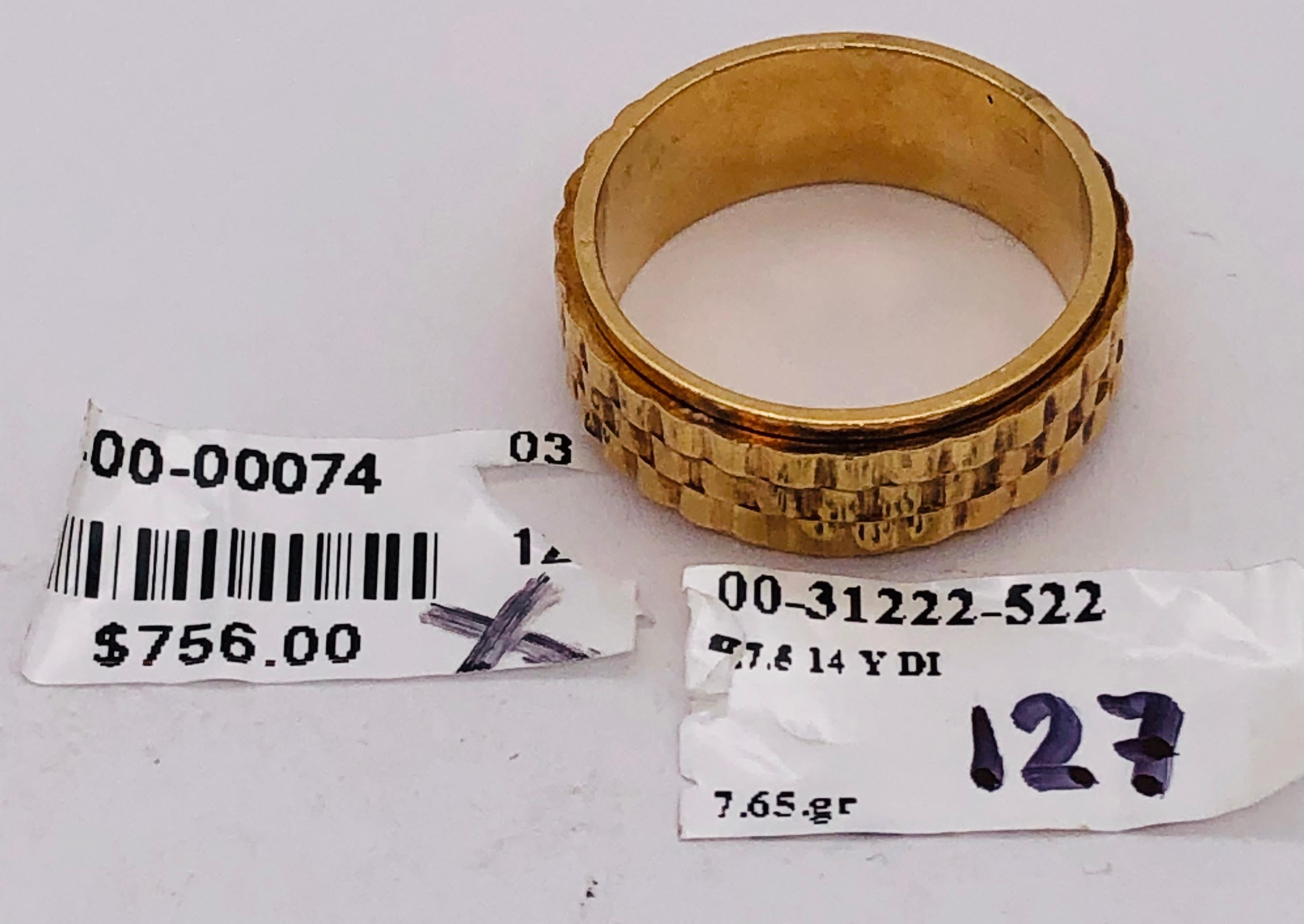 14 Karat Yellow Gold Band Ring or Wedding Ring Weave Design For Sale 3