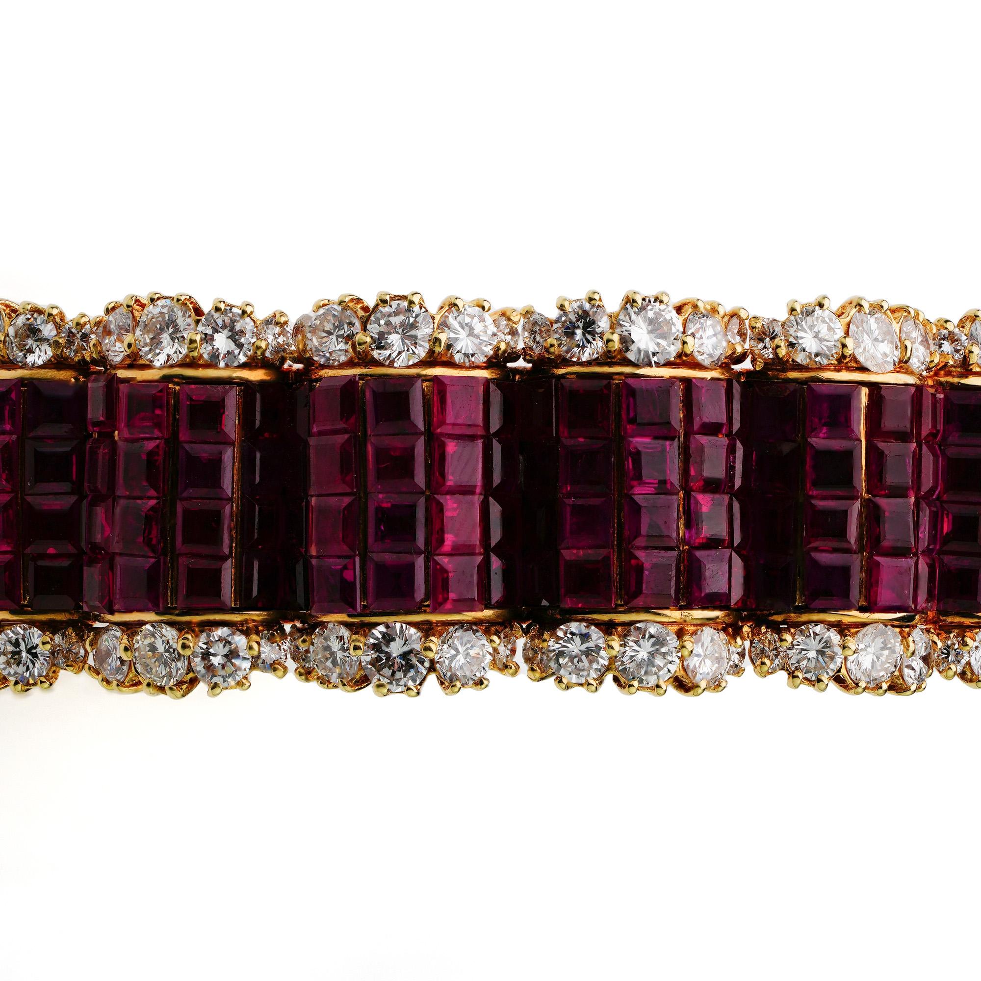 14kt. Yellow Gold Bangle Set with 18 Ct. Rubies and 12.84 Ct. Diamonds For Sale 4