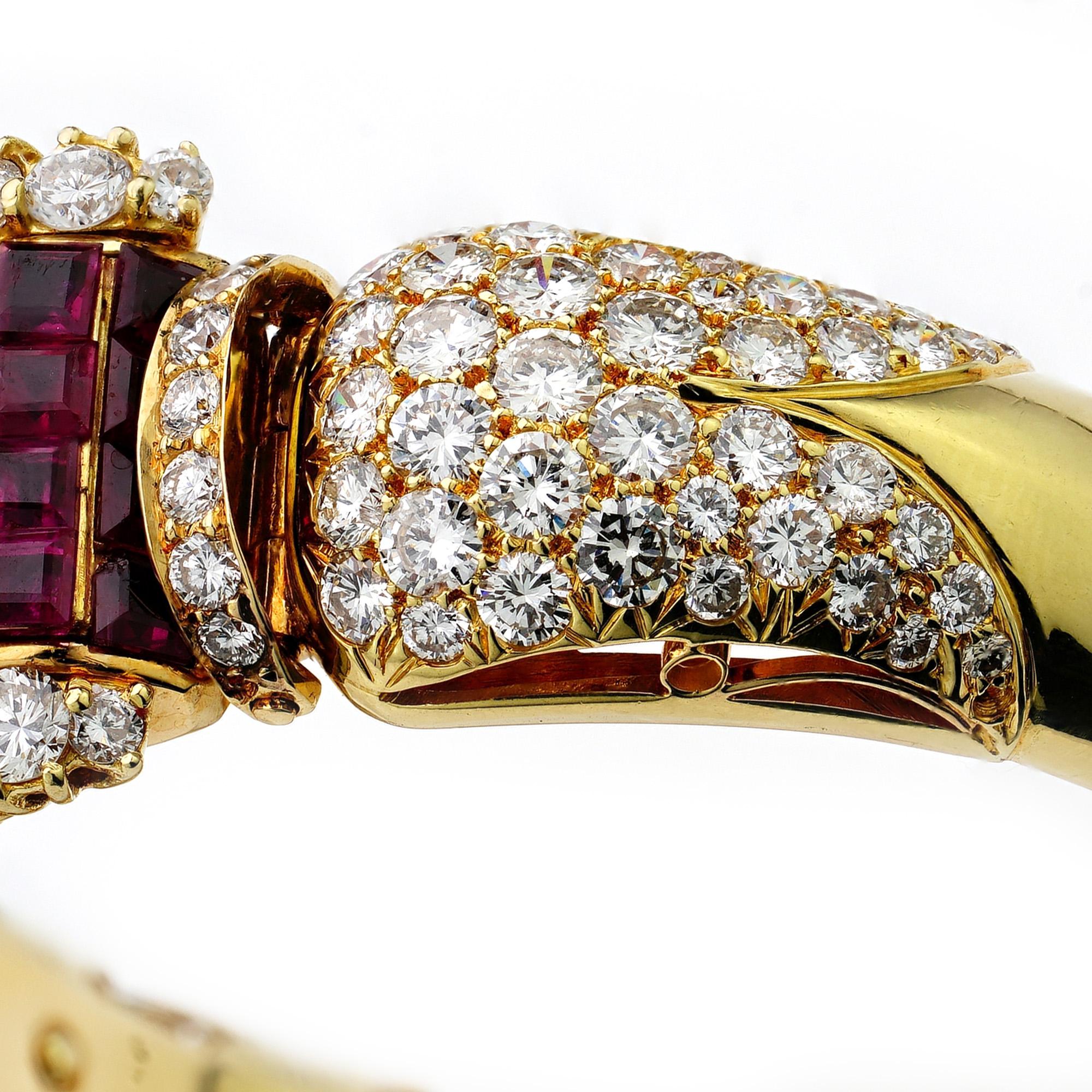 14kt. Yellow Gold Bangle Set with 18 Ct. Rubies and 12.84 Ct. Diamonds For Sale 1