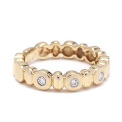 14KT Yellow Gold Bezel Set Diamond Stackable Band Ring