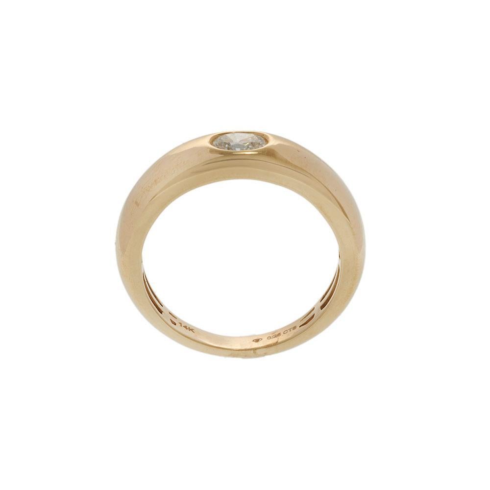 Donna Anello in oro giallo 14KT con castone e diamante ovale incastonato in vendita