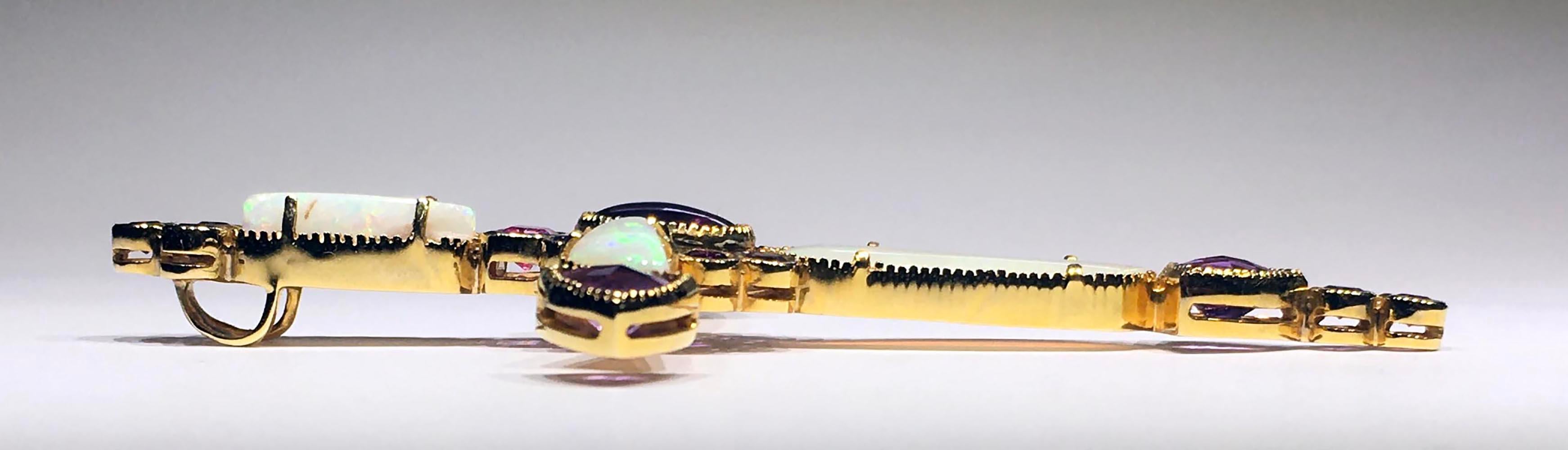 14kt Yellow Gold Bishop's Cross Pendant Set with Amethyst, Opal and Sapphire 6