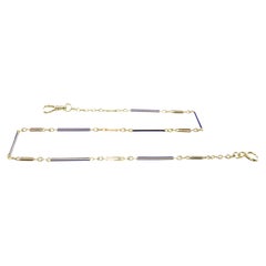 14Kt Yellow Gold & Blue Enamel Necklace, Bracelet or Pocket Watch Chain 1940's