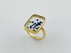 Anillo Agitador Zafiro Azul Diamante Oro Amarillo 14KT