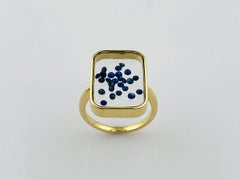 Bague Shakers en or jaune 14KT, saphir bleu et diamant Bague Shakers en or jaune 14KT, saphir bleu et diamant