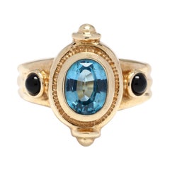 14kt Yellow Gold, Blue Topaz and Sapphire Statement Ring