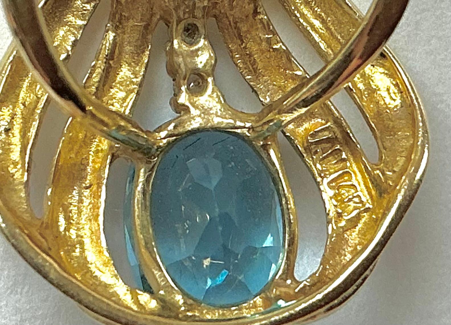 da uomo o donna Ciondolo con acquamarina in oro giallo 14kt.