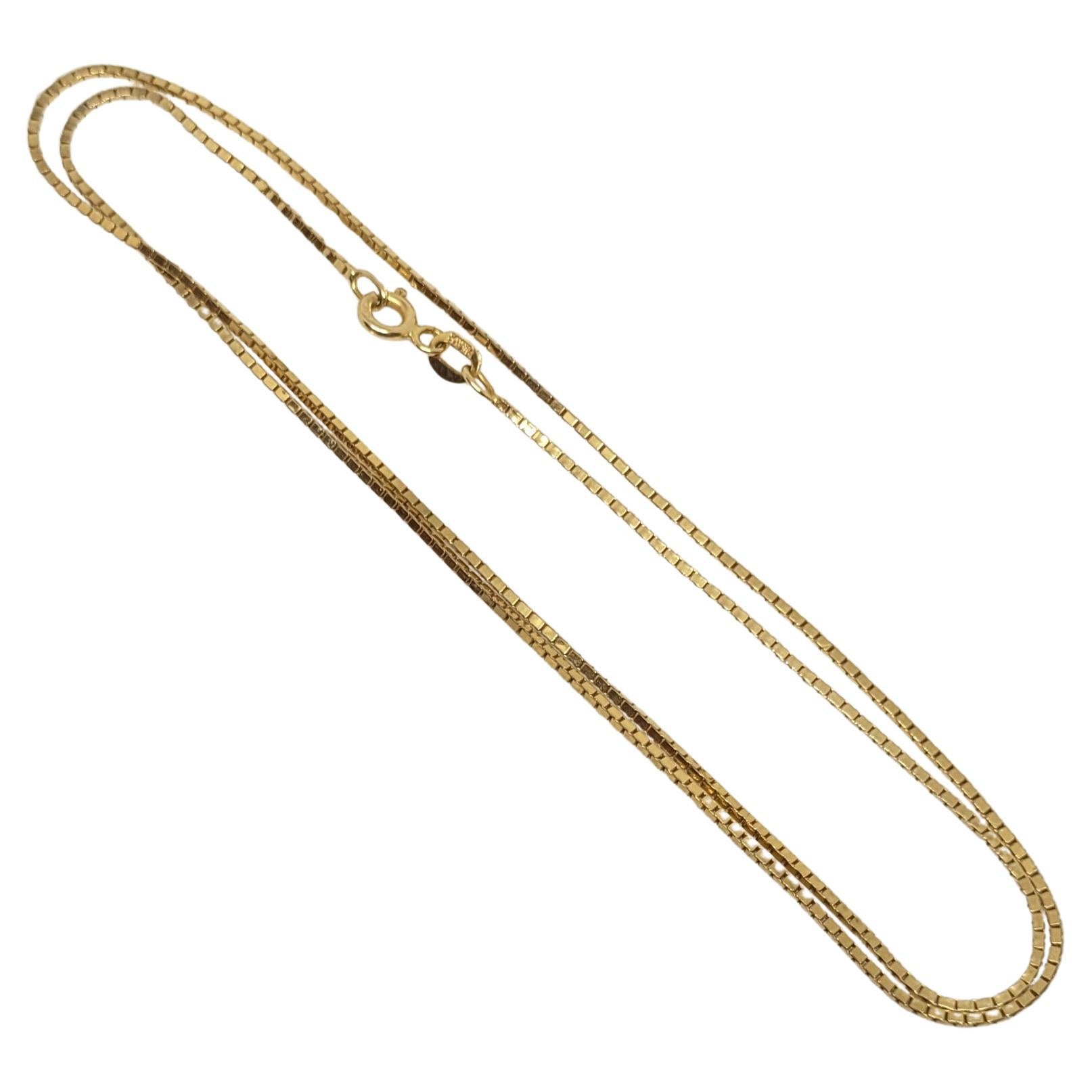 14kt Yellow Gold Box Chain 18 Inches Spring Clasp 1mm Italian Milros 4 Grams For Sale