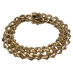 14kt Gelbgold-Armband, 15 mm breit, ausgefallene Glieder, 7,5 Zoll, Druckverschluss 21,3 gr