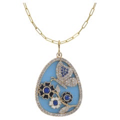 Colgante Disco Mariposas y Flores Oro Amarillo 14KT