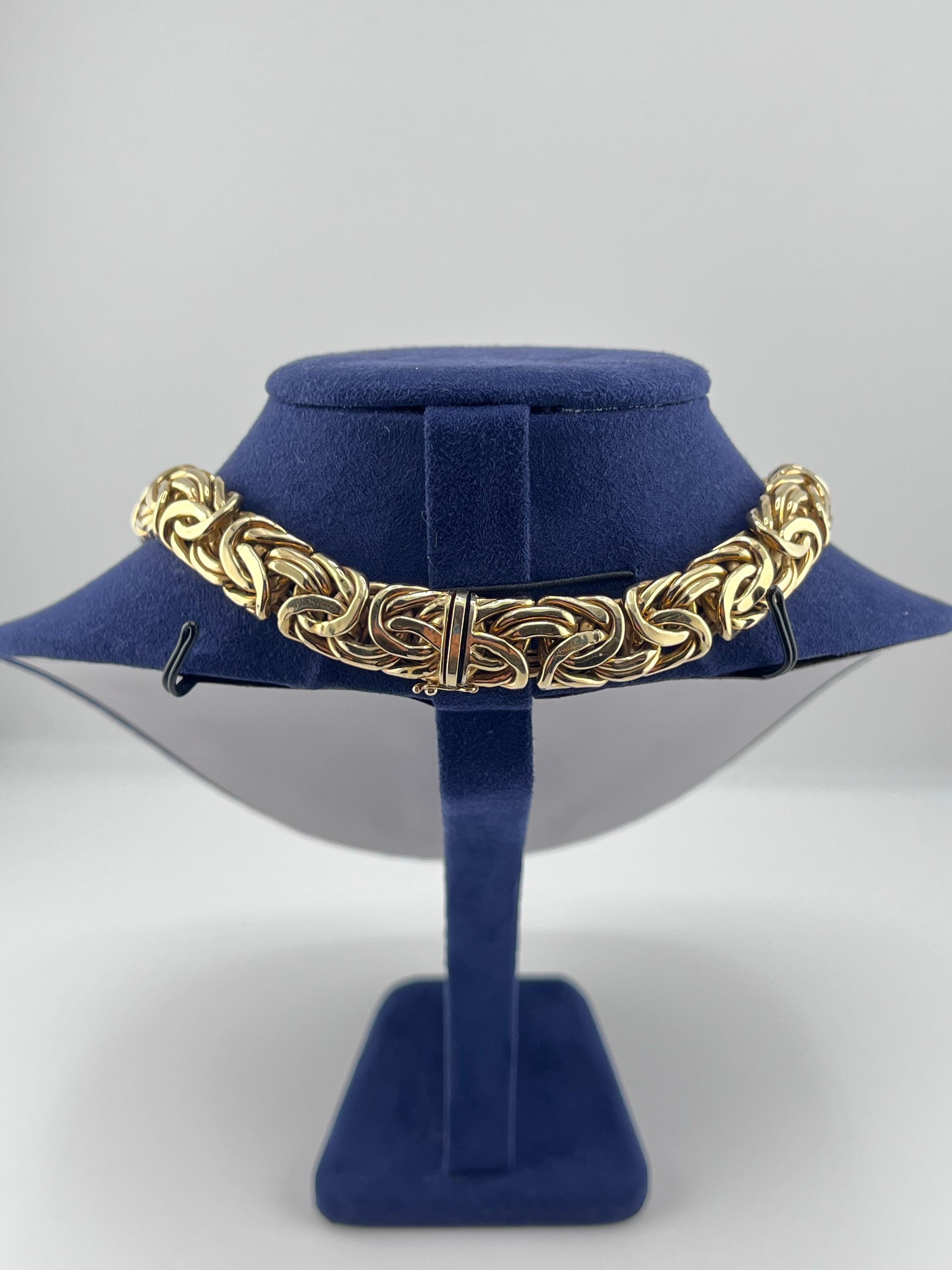 14kt Yellow Gold Byzantine Necklace In Good Condition For Sale In Boca Raton, FL