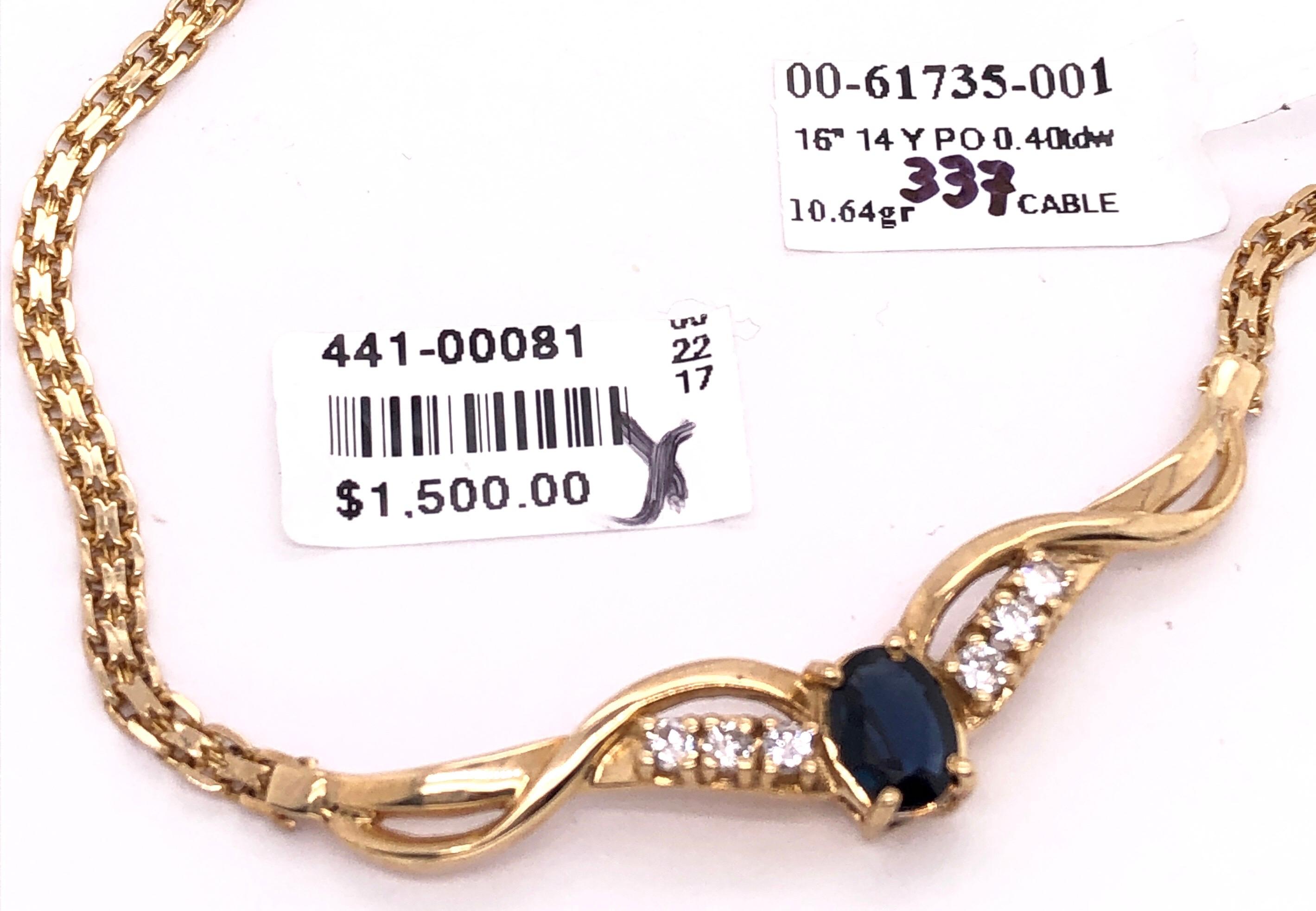 14 Karat Gold Kabel-Halskette mit Diamant und Saphir Soldered Anhänger .40TDW im Angebot 7
