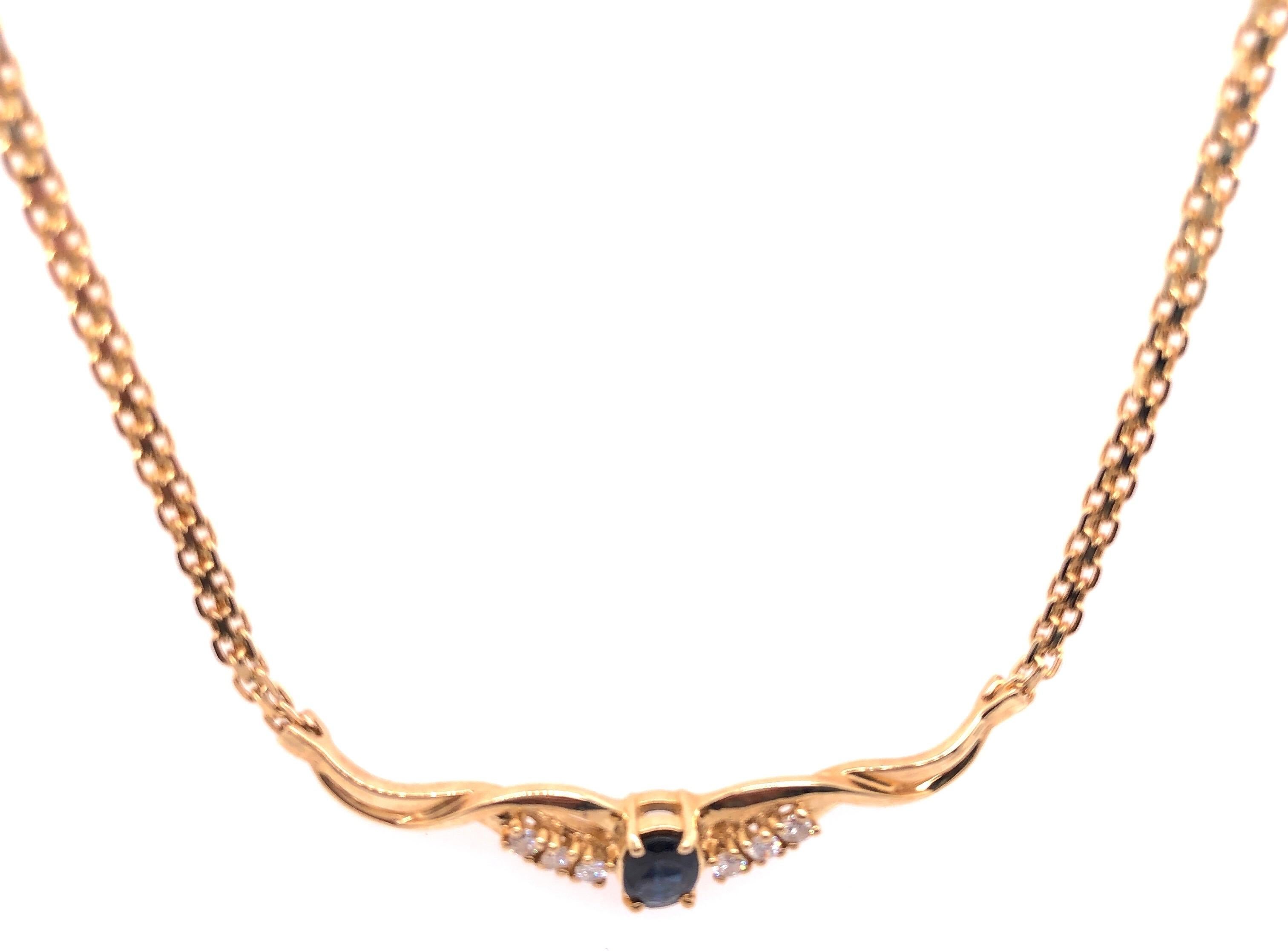 14 Karat Gold Kabel-Halskette mit Diamant und Saphir Soldered Anhänger .40TDW für Damen oder Herren im Angebot