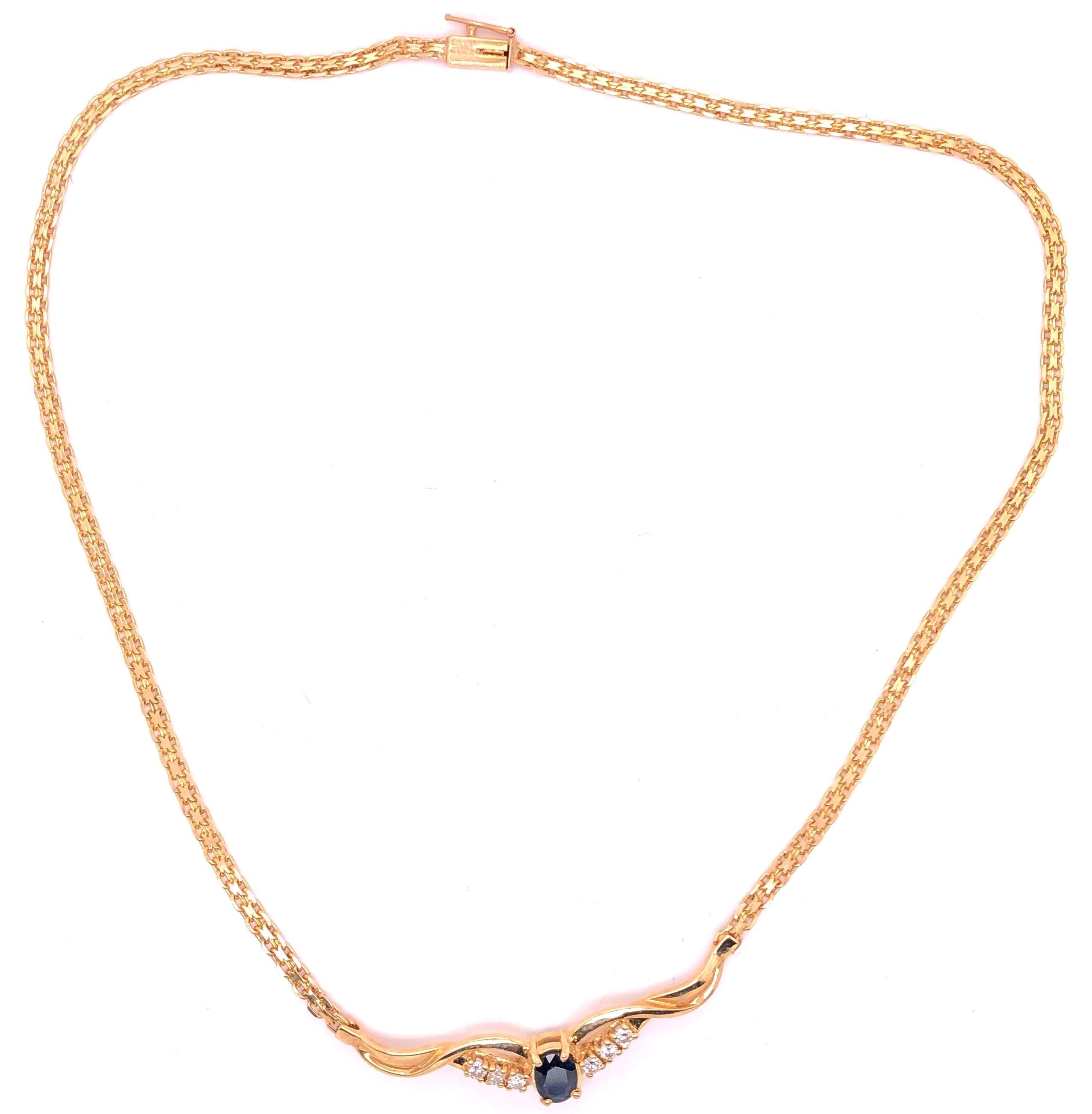 14 Karat Gold Kabel-Halskette mit Diamant und Saphir Soldered Anhänger .40TDW im Angebot 3