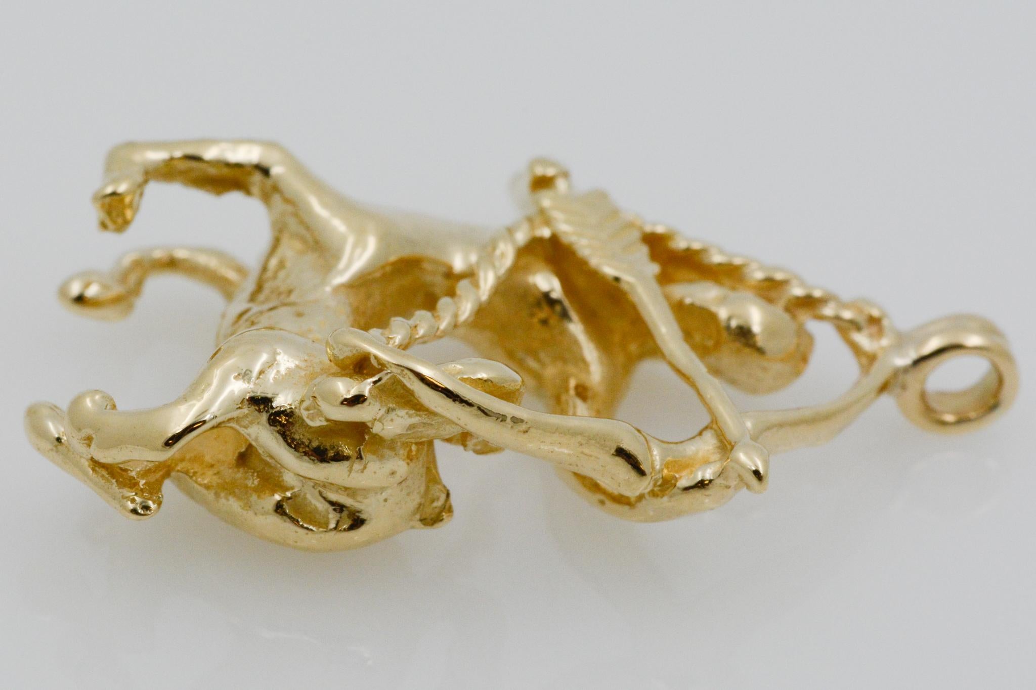 Modern 14 Karat Yellow Gold Centaur Greek Mythology Charm