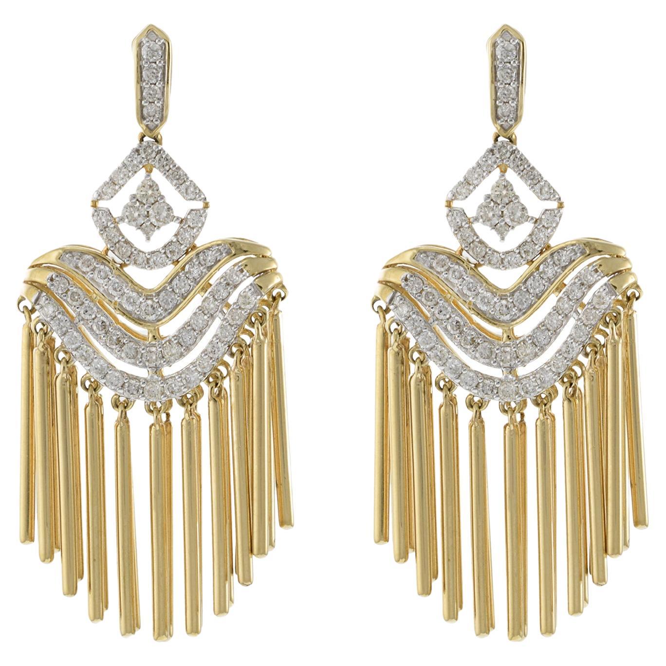 14KT Yellow Gold Chandelier Diamond Earrings