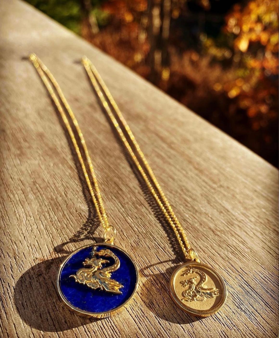 Jennifer Liang 14KT Yellow Gold Chinese Zodiac Dragon Medallion For Sale 1