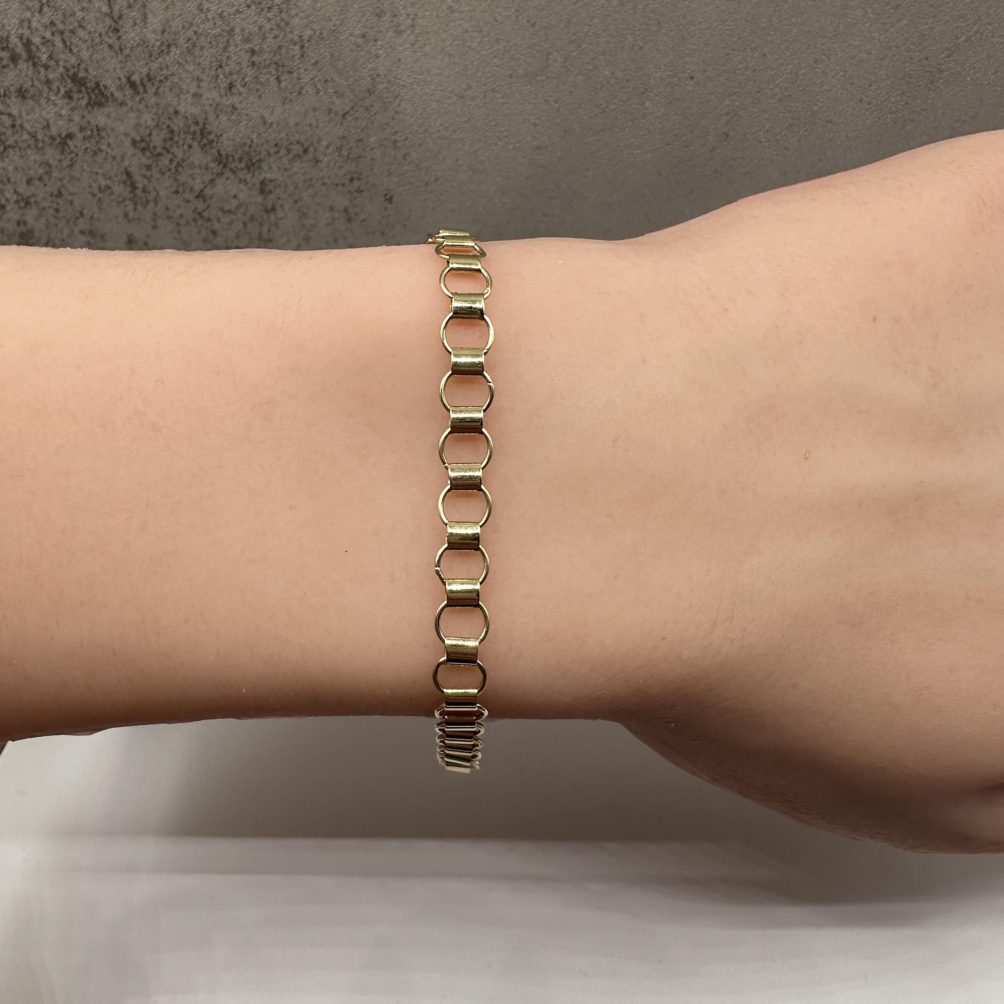 Femenino o masculino Pulsera de eslabones circulares de oro amarillo de 14 kt - 7,5