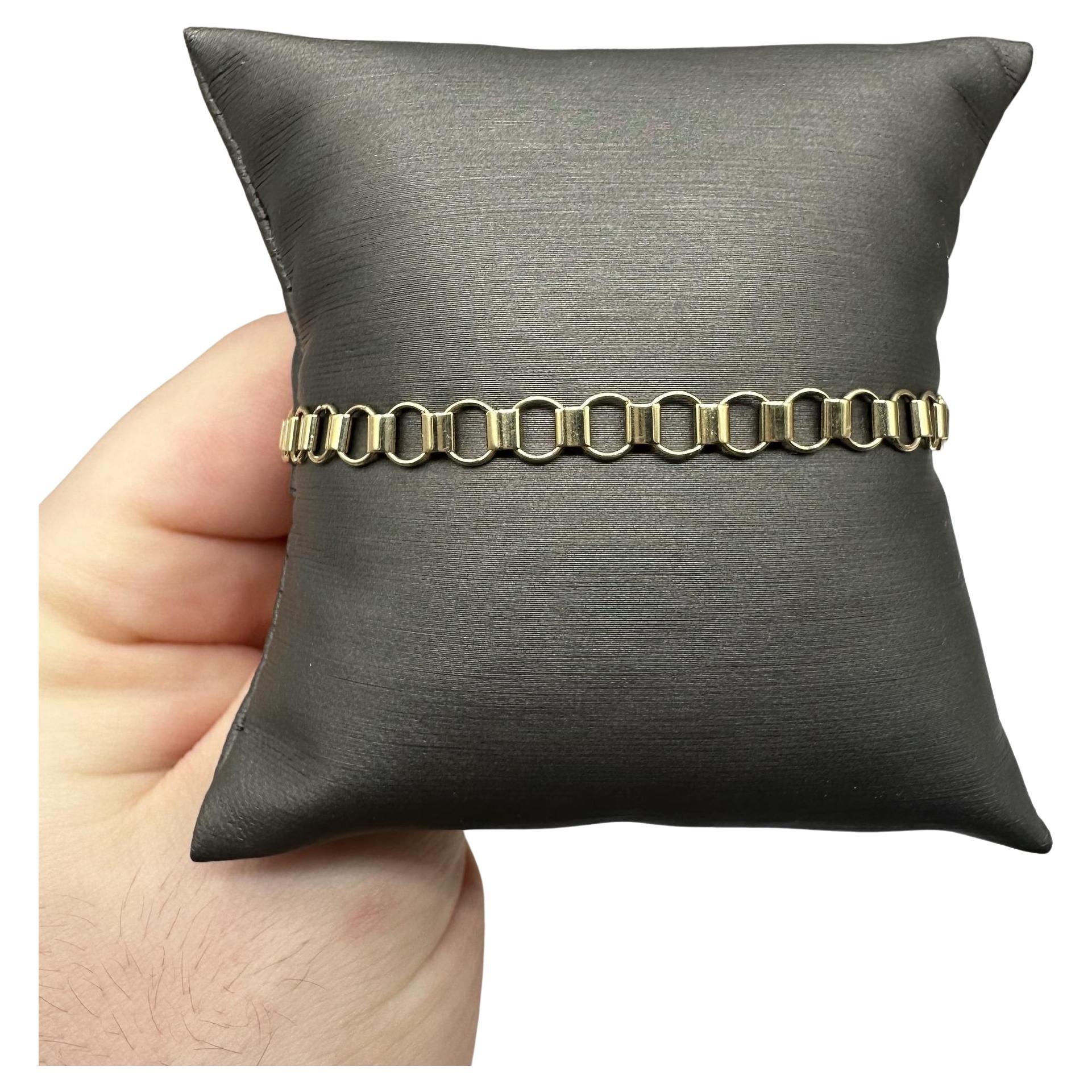 Pulsera de eslabones circulares de oro amarillo de 14 kt - 7,5", 5,2 mm, 3,5 g, cierre de langosta, nueva en venta