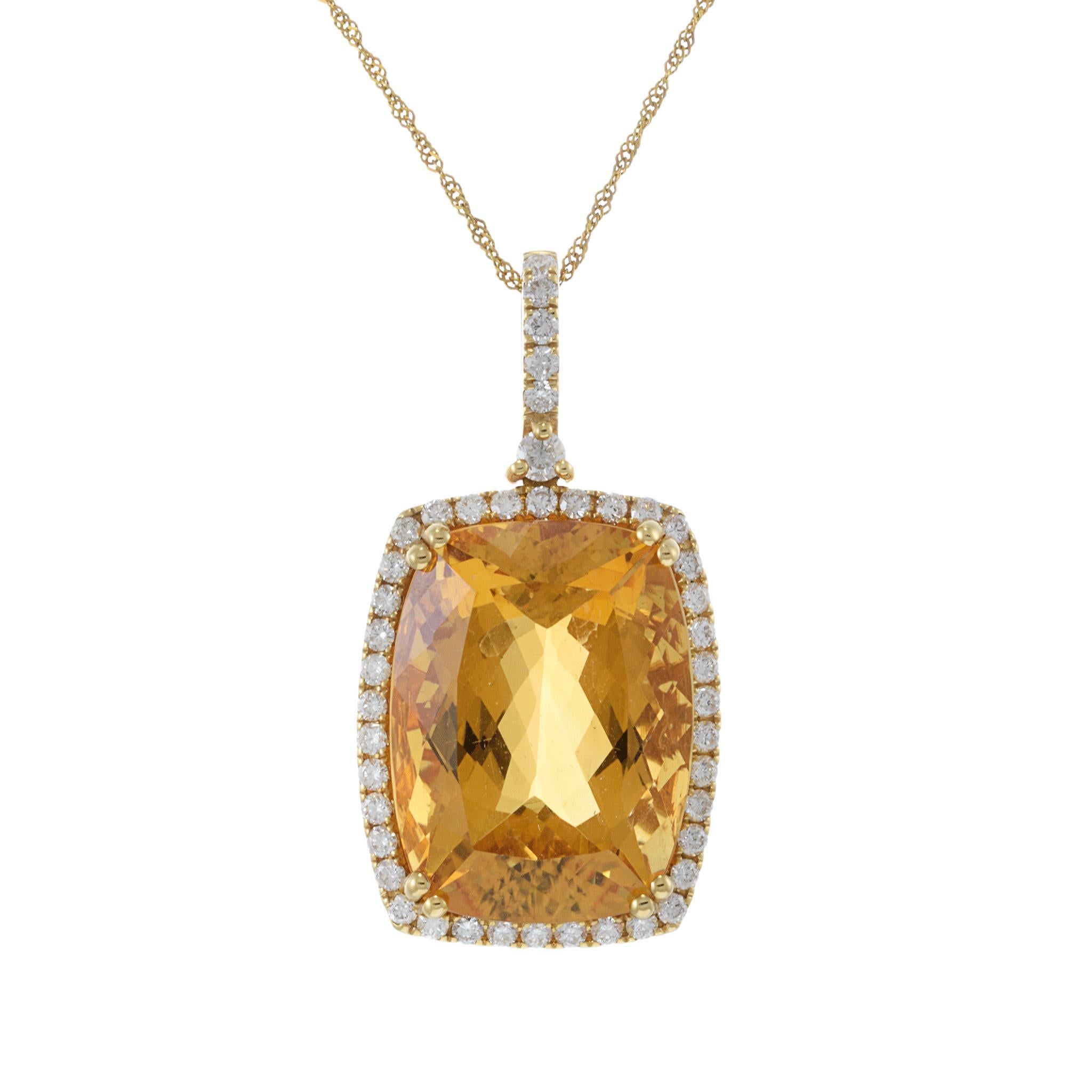 Collier pendentif en or jaune 14KT avec citrine et diamant Neuf - En vente à New York, NY