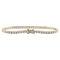 Bracelet tennis classique en or jaune 14 carats serti de diamants (5,0 carats)