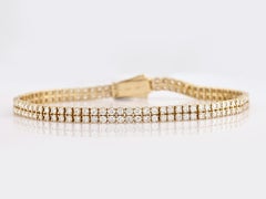 14KT Yellow Gold Classic Double Row Diamond Tennis Bracelet