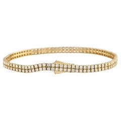14KT Yellow Gold Classic Double Row Diamond Tennis Bracelet