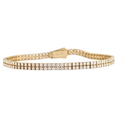 14KT Yellow Gold Classic Double Row Diamond Tennis Bracelet