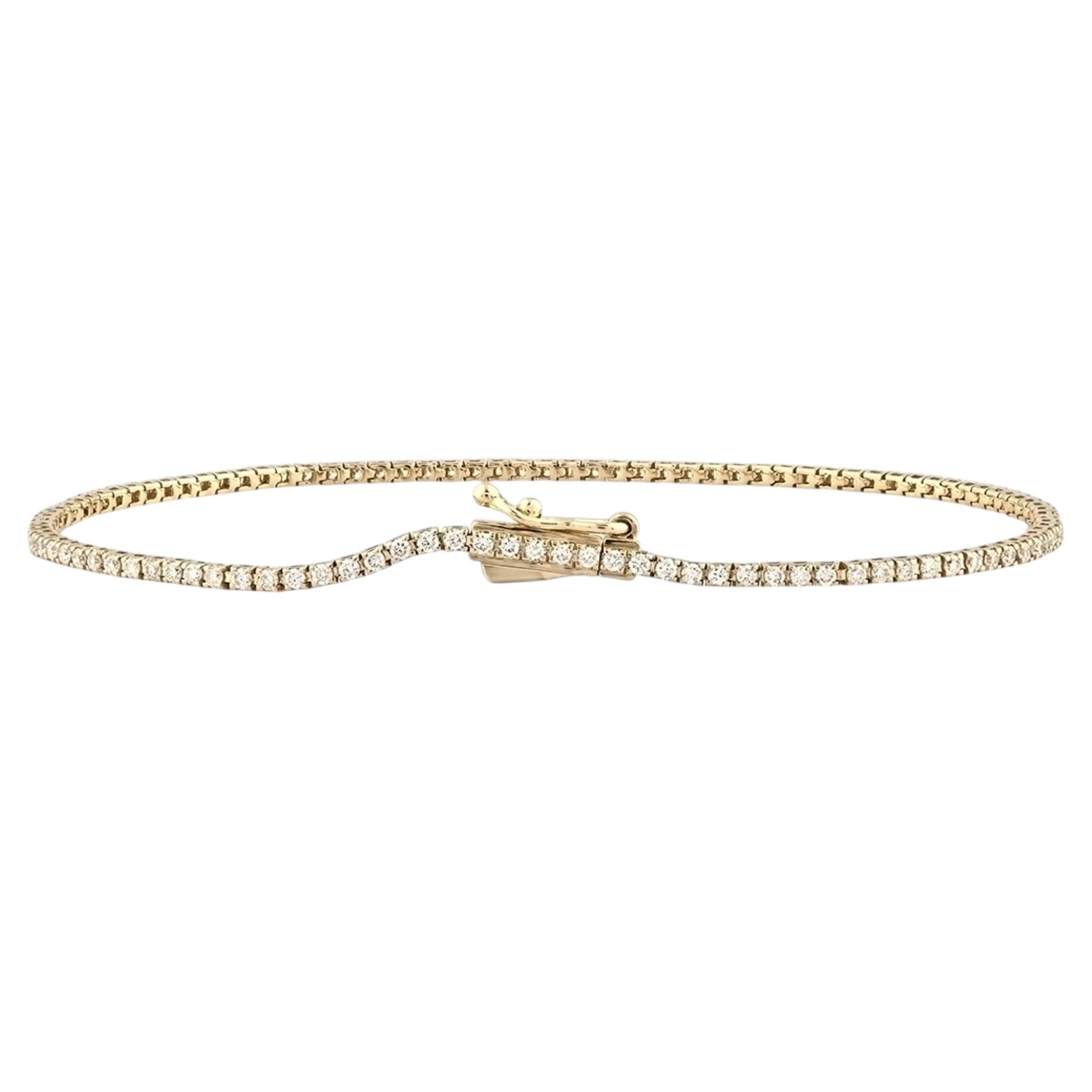 Klassisches Tennisarmband aus 14-karätigem Gelbgold mit Diamanten (1,06 Karat) in Vierfachfassung