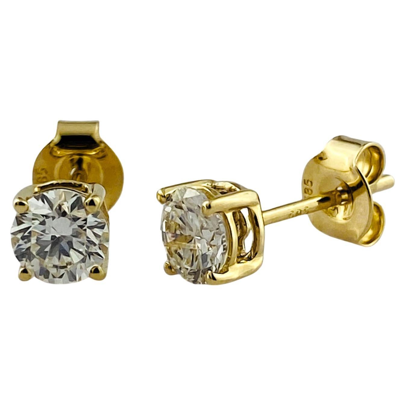 Orecchini con diamanti tondi classici in oro giallo 14KT