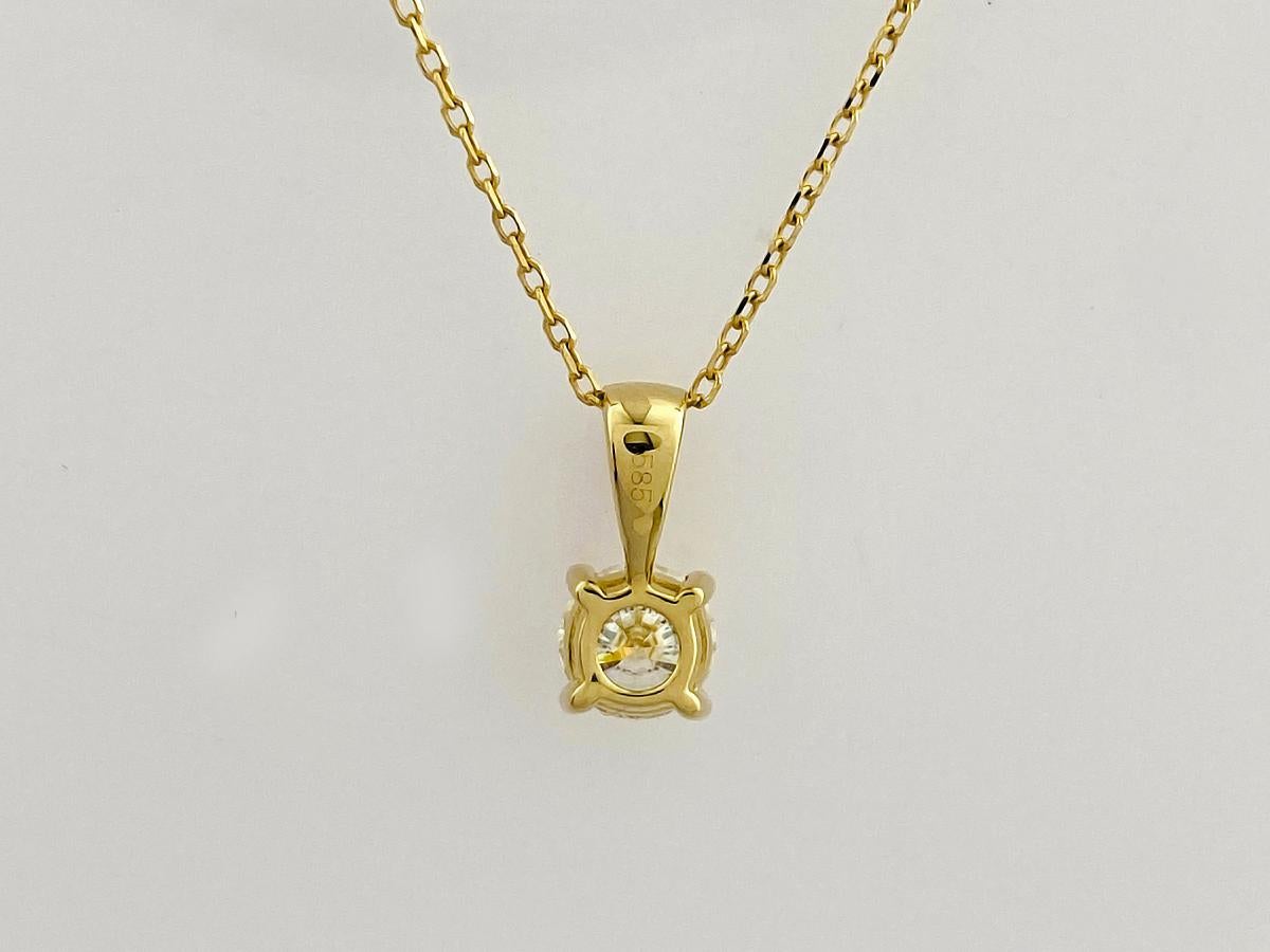 14KT Gelbgold Classic Round Solitaire Diamant Anhänger Halskette im Zustand „Neu“ im Angebot in Antwerp, BE