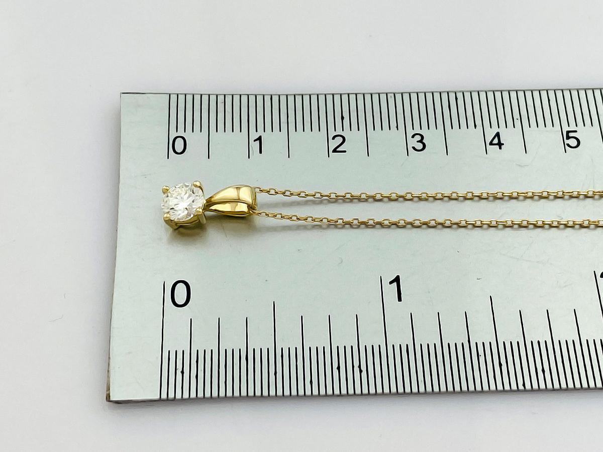 14KT Gelbgold Classic Round Solitaire Diamant Anhänger Halskette im Angebot 1