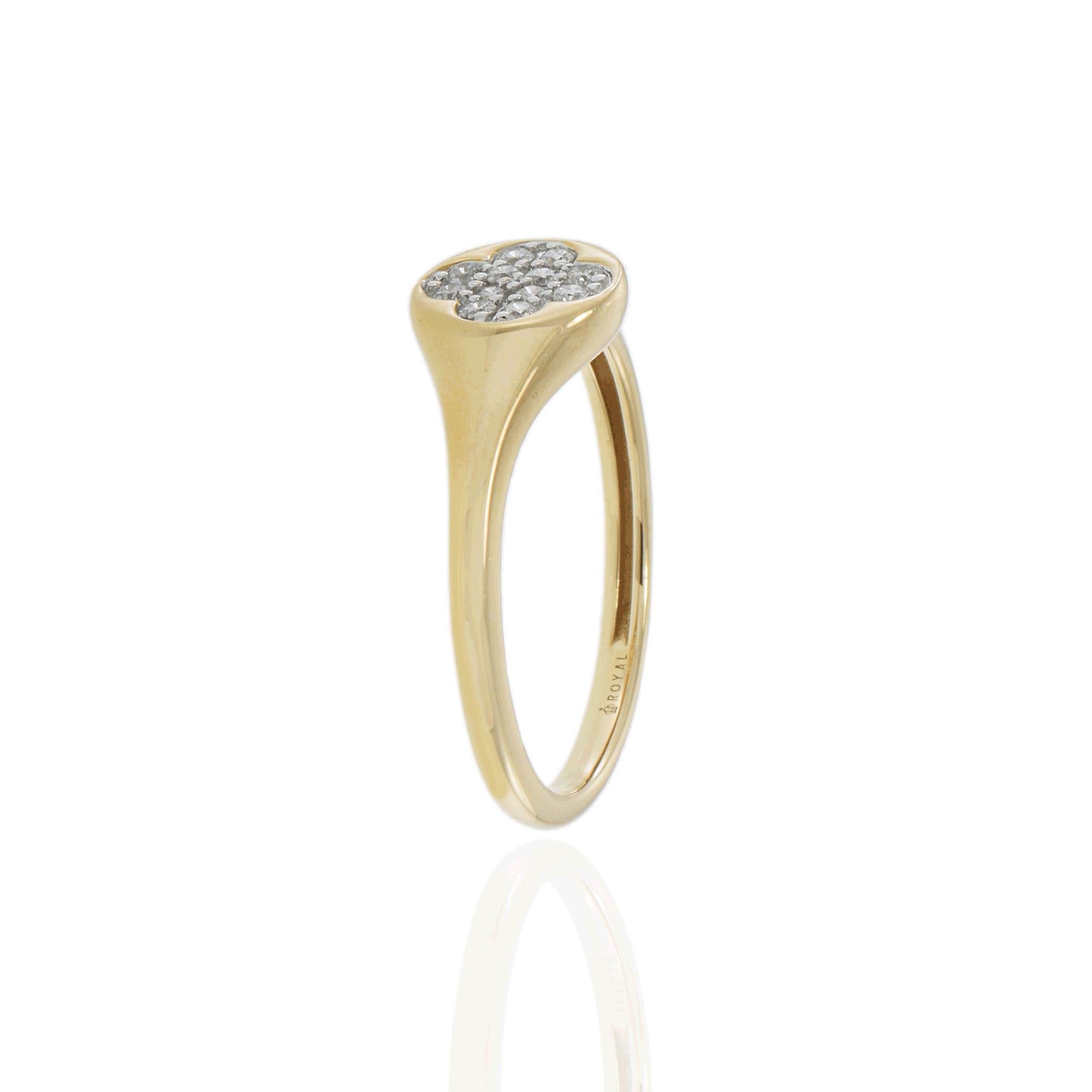 Women's 14KT Yellow Gold Clover Diamond Ring For Sale